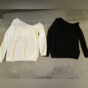 SHEIN Off-the-Shoulder Black and White Sweater Set